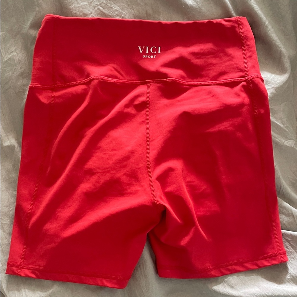 Women's Red High-Waist Active Shorts